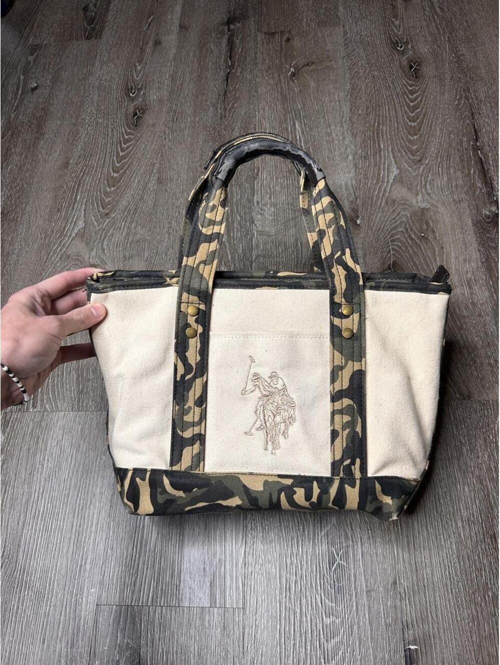 RARE Vintage 90s U.S. Polo Assn. camo canvas tote bag